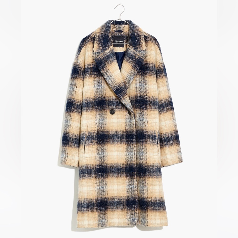Madewell Courton Cocoon Coat in Plaid, XS - NEW WITH TAGS OFF